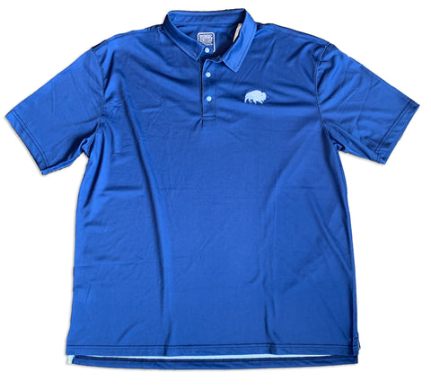 Embroidered Buffalo - Pique Polo Shirt - Blue