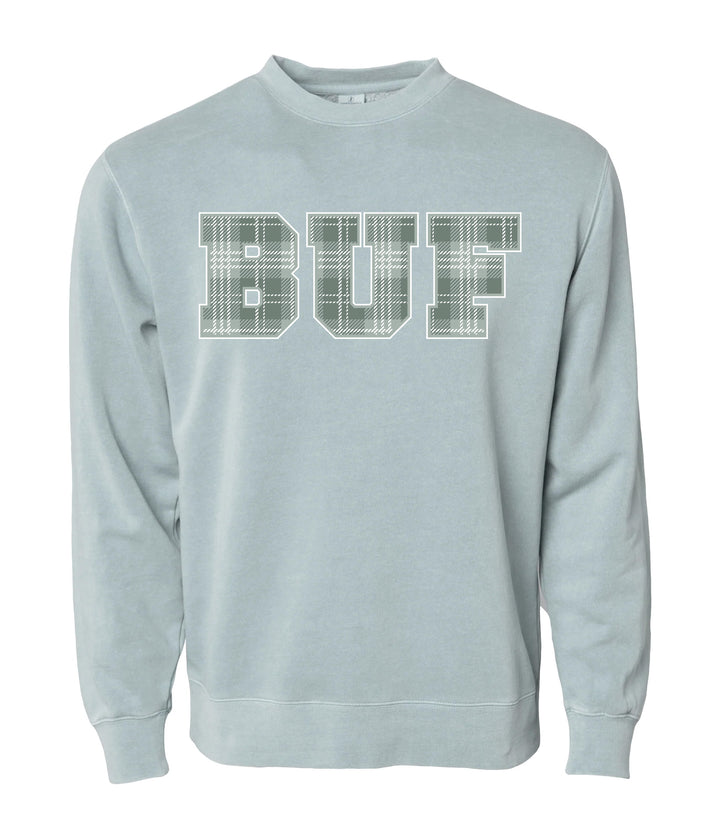 BUF Sage Plaid - Crewneck Sweatshirt