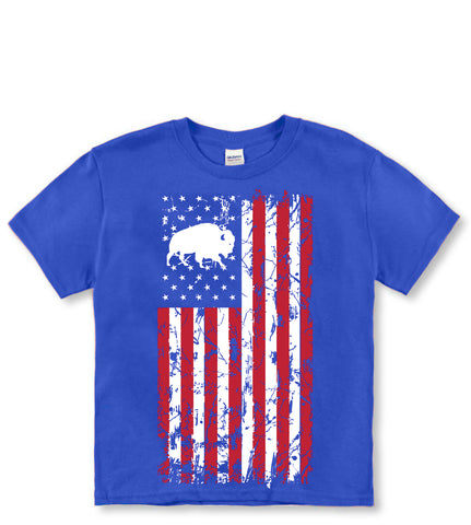 Buffalo USA Flag - ROYAL - Youth Kids T shirt