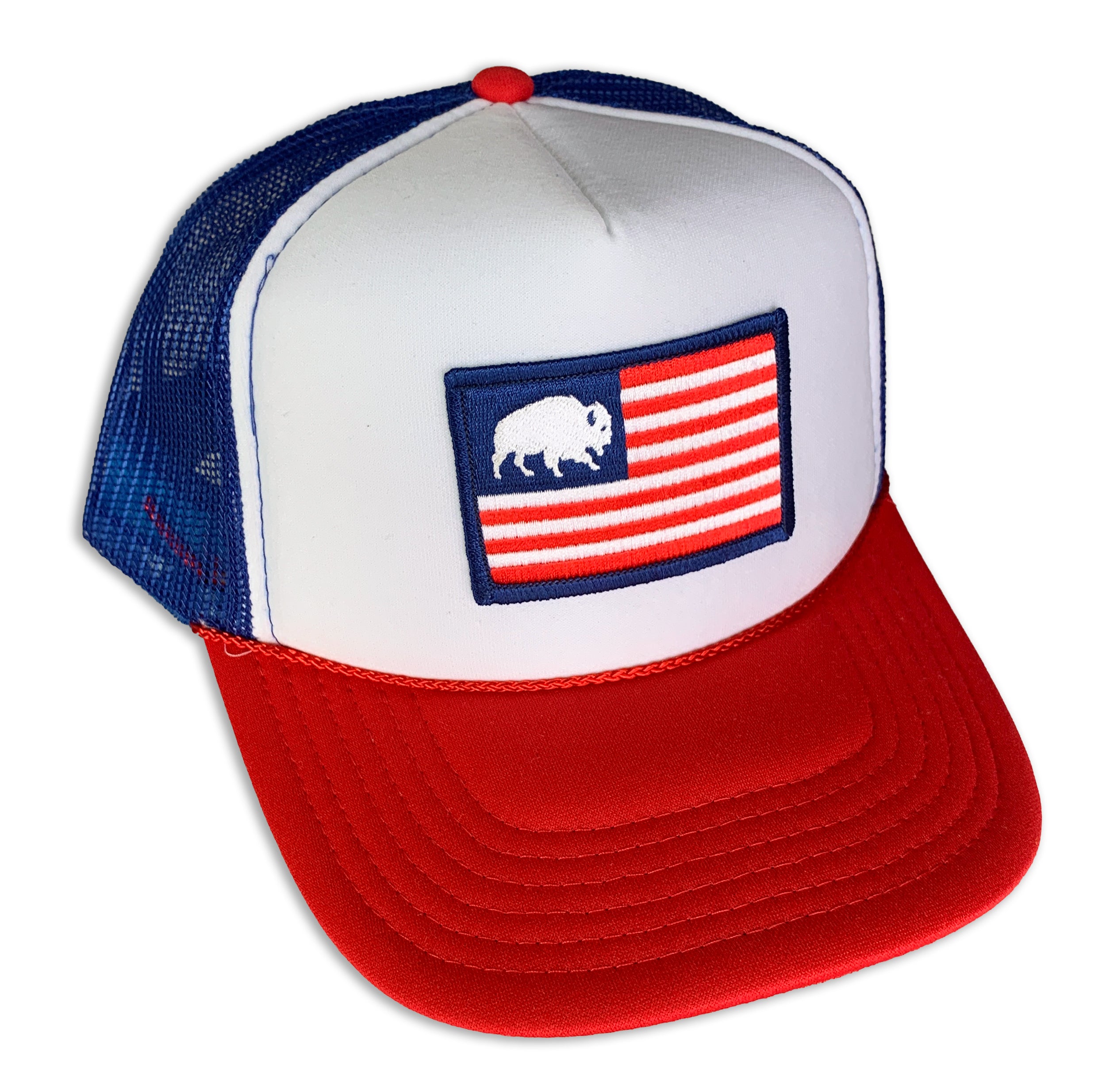 Buffalo USA Snapback Trucker Hat Red White Blue