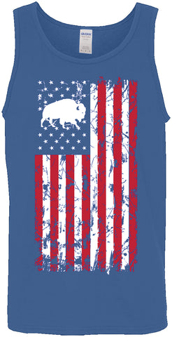 Buffalo USA Flag - ROYAL - Adult Tank Top